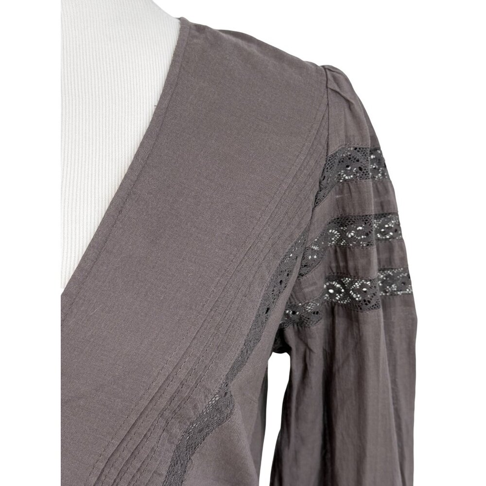NWOT Free People Lace Tunic Mini Dress | Charcoal Whimsigoth Boho Grunge Fairy S - Picture 4 of 16